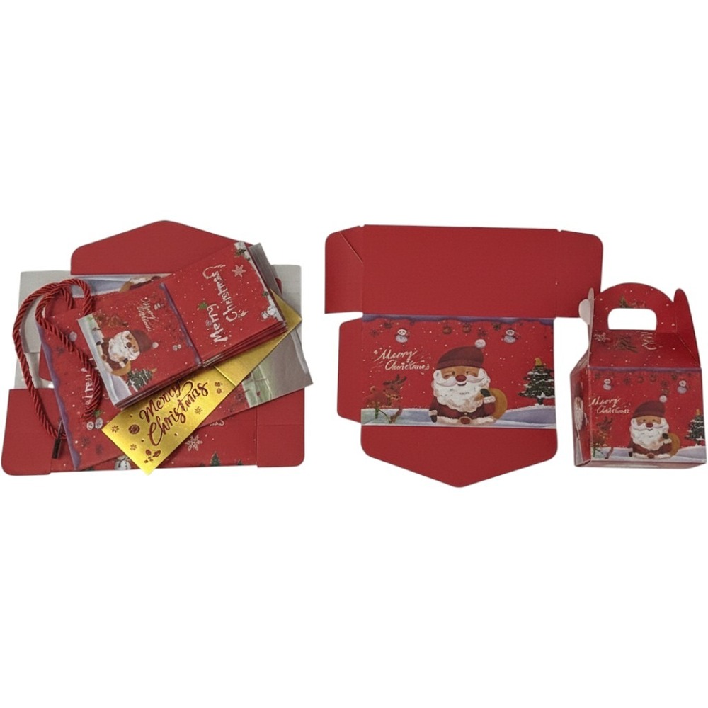 Merry Christmas Gift Box and Bag Assortment Set Santa Claus Holiday Packaging